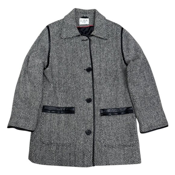 LUBA Wool Blend Vintage Retro Casual Winter Trench Pea Coat Womens 8 Petite - Picture 2 of 6